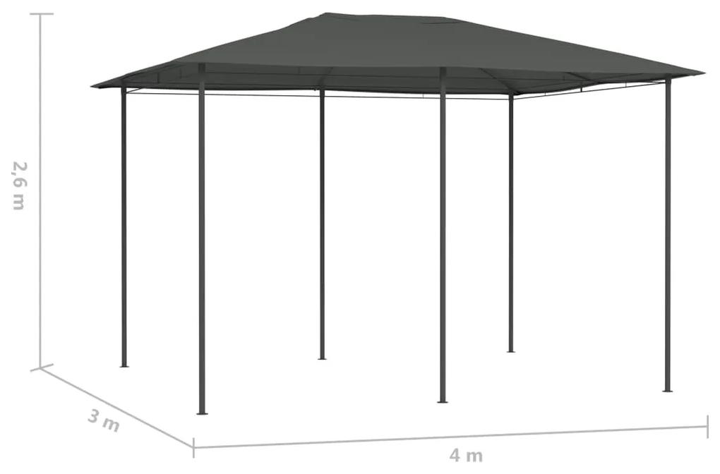 Pavilion, antracit, 3x4x2,6 m, 160 g m   Antracit, 3 x 4 x 2.6 m, Fara perete lateral