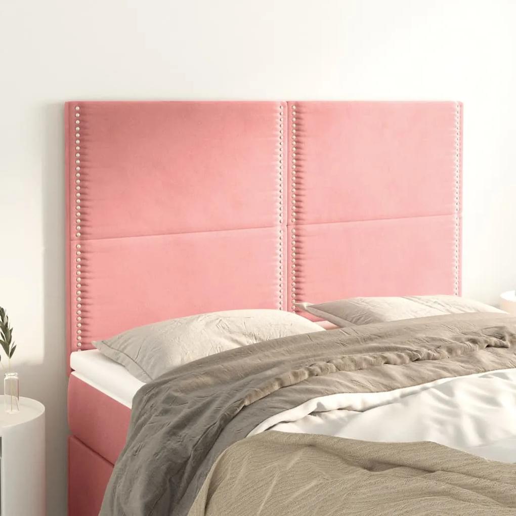 3116245 vidaXL Tăblii de pat, 4 buc, roz, 72x5x78/88 cm, catifea