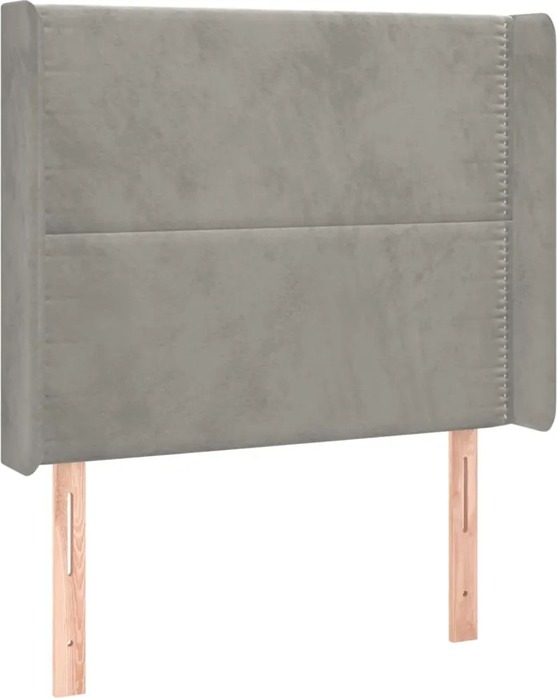vidaXL Tăblie de pat cu aripioare gri deschis 103x16x118/128cm catifea