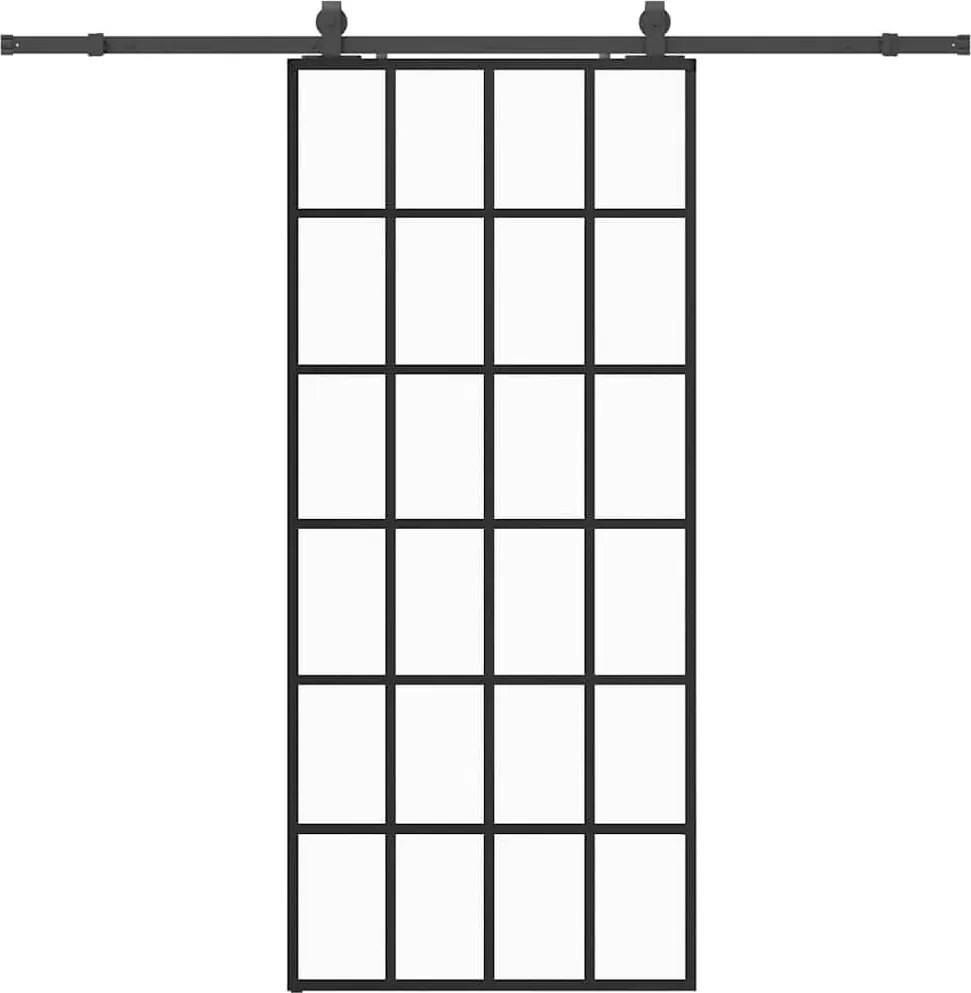 vidaXL Ușă glisantă cu set de feronerie neagră 90x205 cm Sticlă ESG