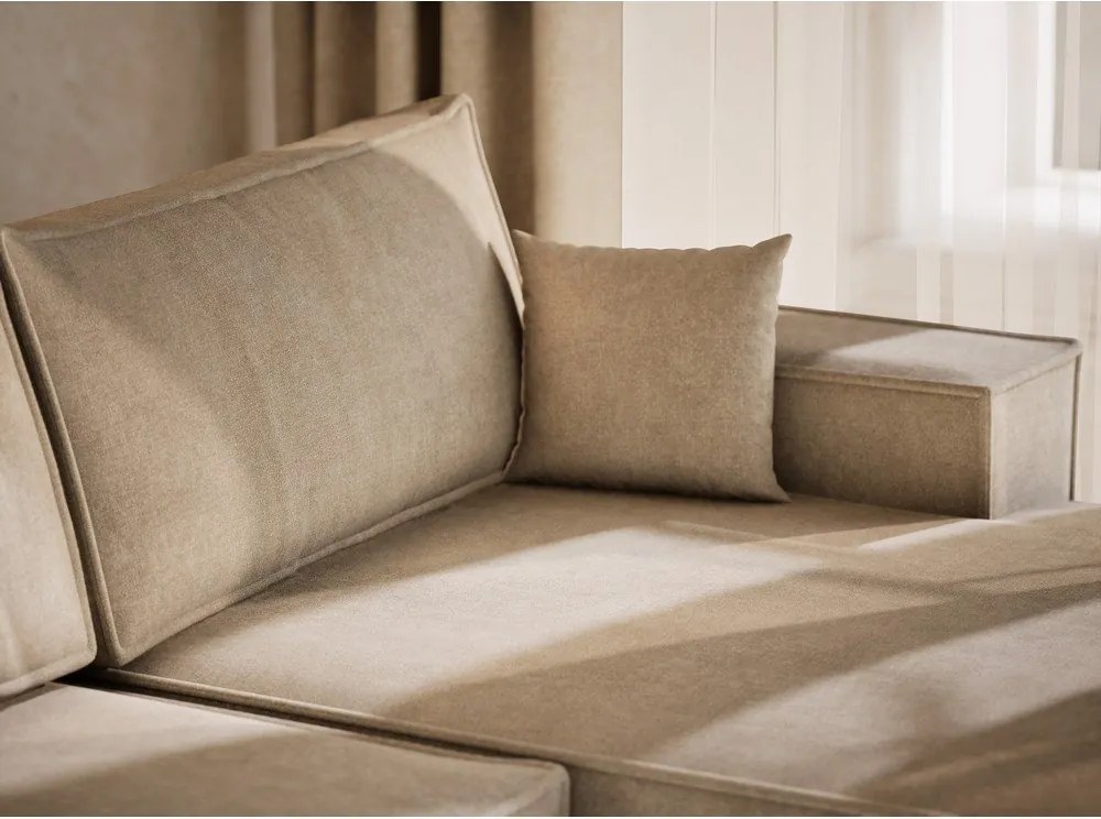 Colțar bej extensibil/cu spațiu de depozitare cu tapițerie din chenille (în formă de "U") Kyoto – Maison de Rêve