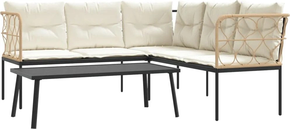 vidaXL Set canapea de grădină cu perne, negru, oțel și textilenă