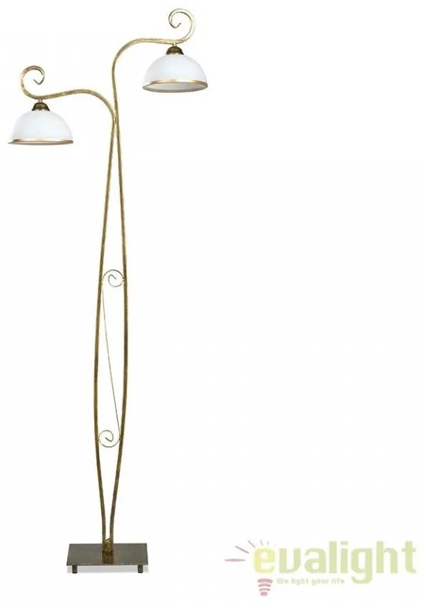 Lampadar, lampa de podea clasica cu 2 brate, WIVARA LP2 GOLD 149/LP2 EMB