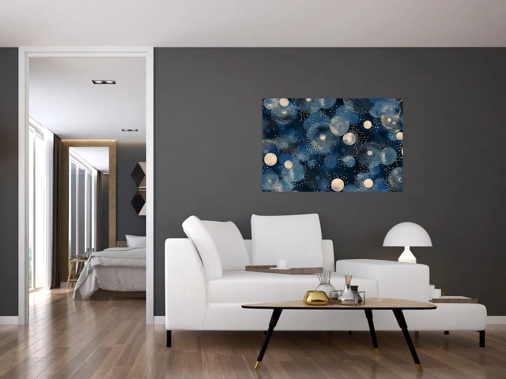 Tablou - Inele Albastru-Aurii (90x60 cm)
