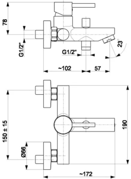 KFA Armatura 5824-010-81 - Baterie de cadă NEDA alama/negru mat