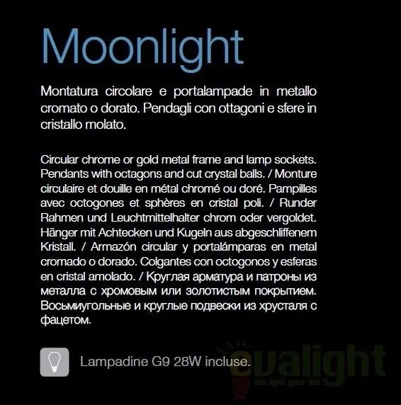 Plafonier cristal Venezian diam. 26cm MOONLIGHT PL5 cromo 094649