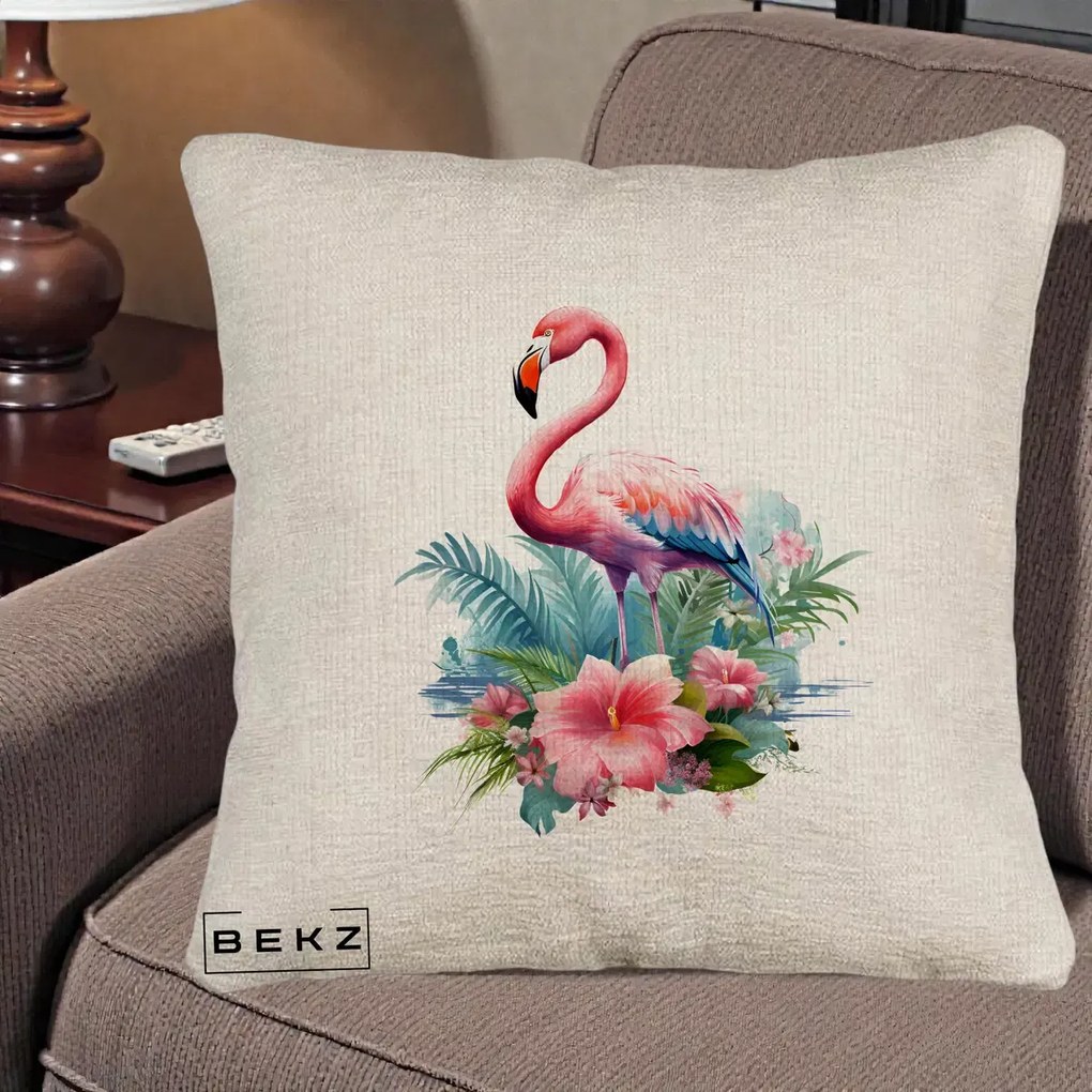 Perna Decorativa Raton in Halat Roz, 40x40 cm, Bej Canapea, Husa Detasabila, Perna Inclusa, BEKZ®