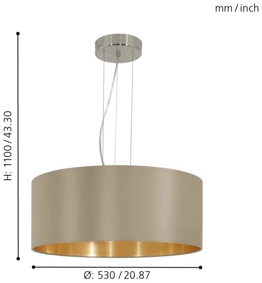 Lustră pe cablu Eglo 31607 MASERLO 3xE27/60W/230V