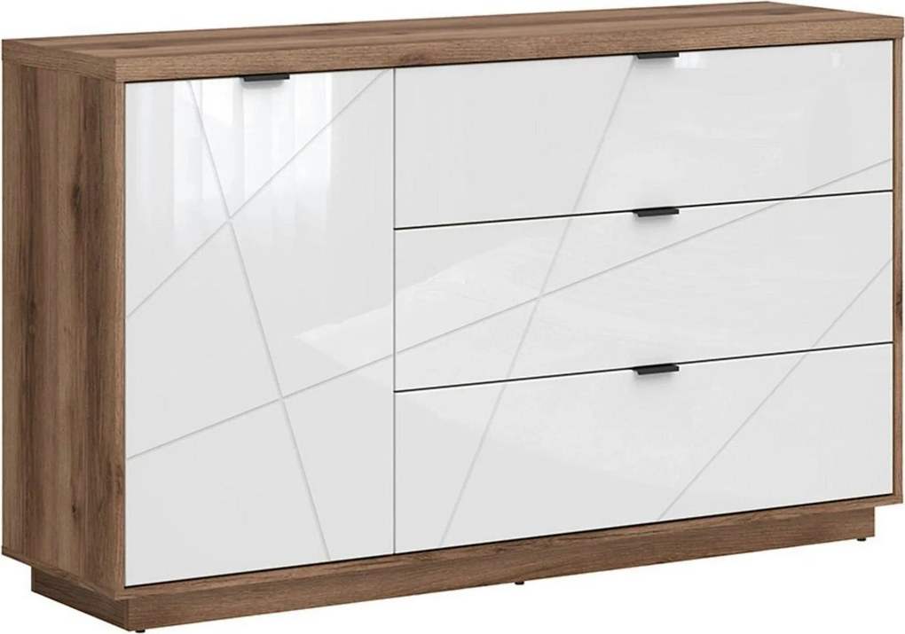 Comoda FORN, nuc/alb lucios, PAL, 156x42.5x93 cm