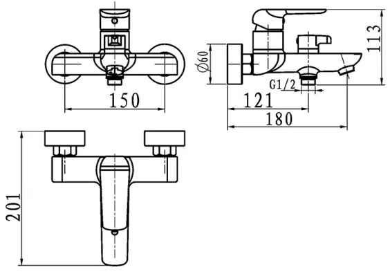 Novaservis - baterie pentru cadă NOBLESS TINA crom lucios