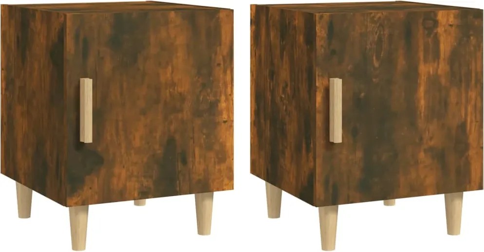 vidaXL Noptiere de perete, 2 buc., stejar afumat, lemn prelucrat