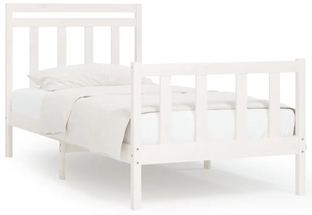 3107019 vidaXL Cadru de pat, alb, 100x200 cm, lemn masiv de pin