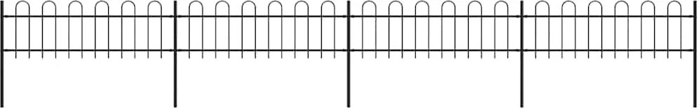 vidaXL Gard de grădină cu vârf circular din oțel, 714,5 x 60 cm, negru