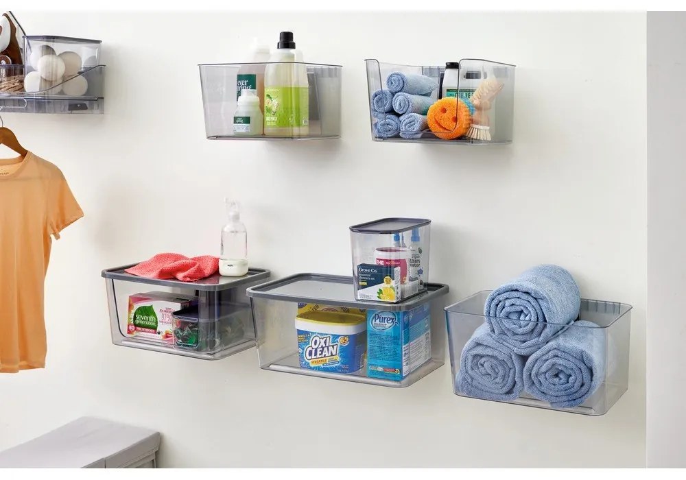 Coș frontal deschis și suport din plastic reciclat iD Wallspace - iDesign