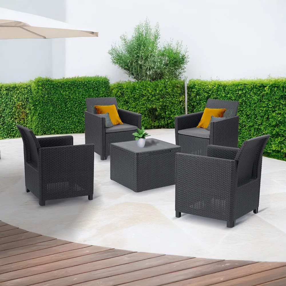 Set de mobilier de grădină Claire II cu 4 locuri, grafit