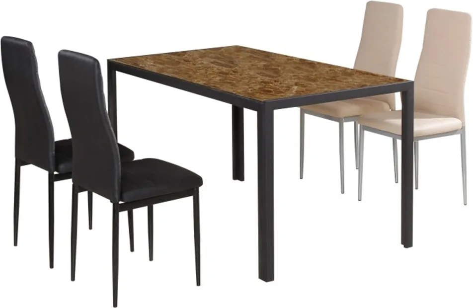 Scaun, piele eco roz pudră/metal gri, COLETA NOVA