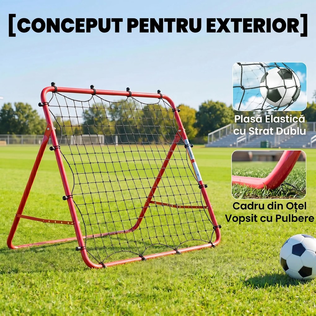 SPORTNOW Plasă Rebounder pentru Fotbal, Ușor de Montat, cu 5 Unghiuri Ajustabile, Echipament Portabil pentru Antrenament și Practică de Fotbal, Baseball și Softball în Grădină sau în Parc | Aosom Romania