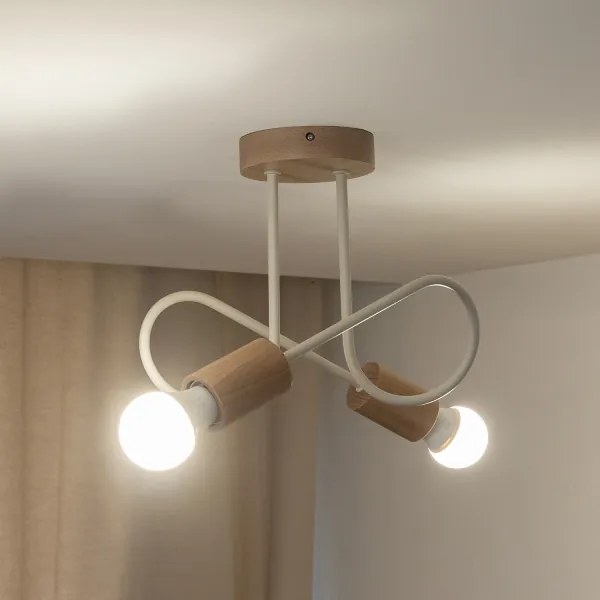 Lustru aplicat OXFORD 2xE27/15W/230V lemn de pin/crem