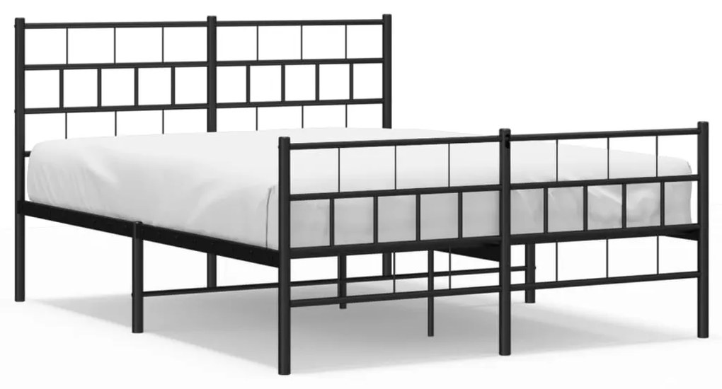 355674 vidaXL Cadru pat metalic cu tăblie de cap/picioare, negru, 120x190 cm