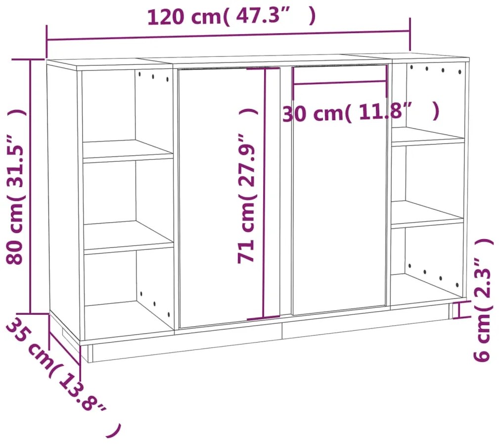 Servanta, gri, 120x35x80 cm, lemn masiv de pin 1, Gri