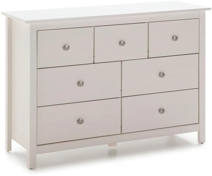 Comodă albă joasă din lemn de pin 110x80 cm Berna – Marckeric