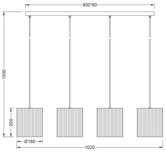 Brilagi - Lustră suspendată pe cablu NORDIC WAVE 4xE27/15W/230V in/negru
