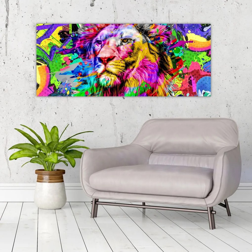 Tablou - 3D imaginea leului (120x50 cm)