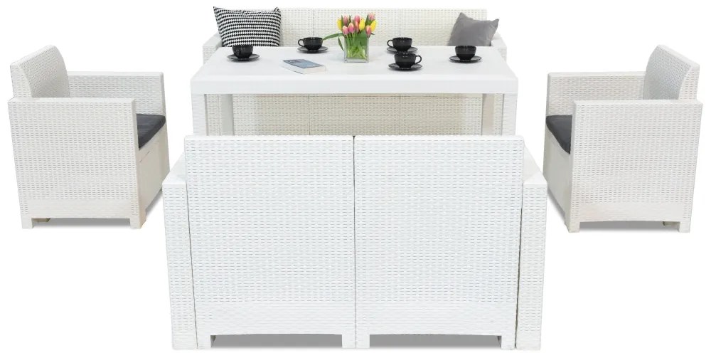 Mobilier din technorattan Nebraska Apetito 7 alb Bica