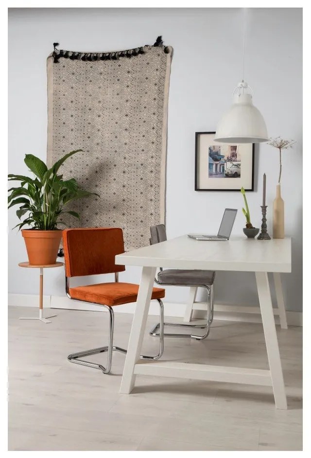 Scaune de dining gri balansoar 2 buc. tapițate Ridge Kink Rib – Zuiver