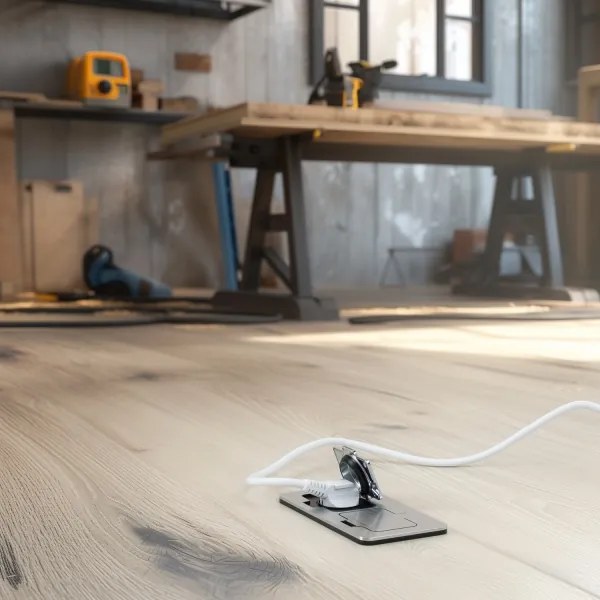 Priză dublă încastrabilă de podea de exterior Brilagi IP55 crom mat dreptunghiular