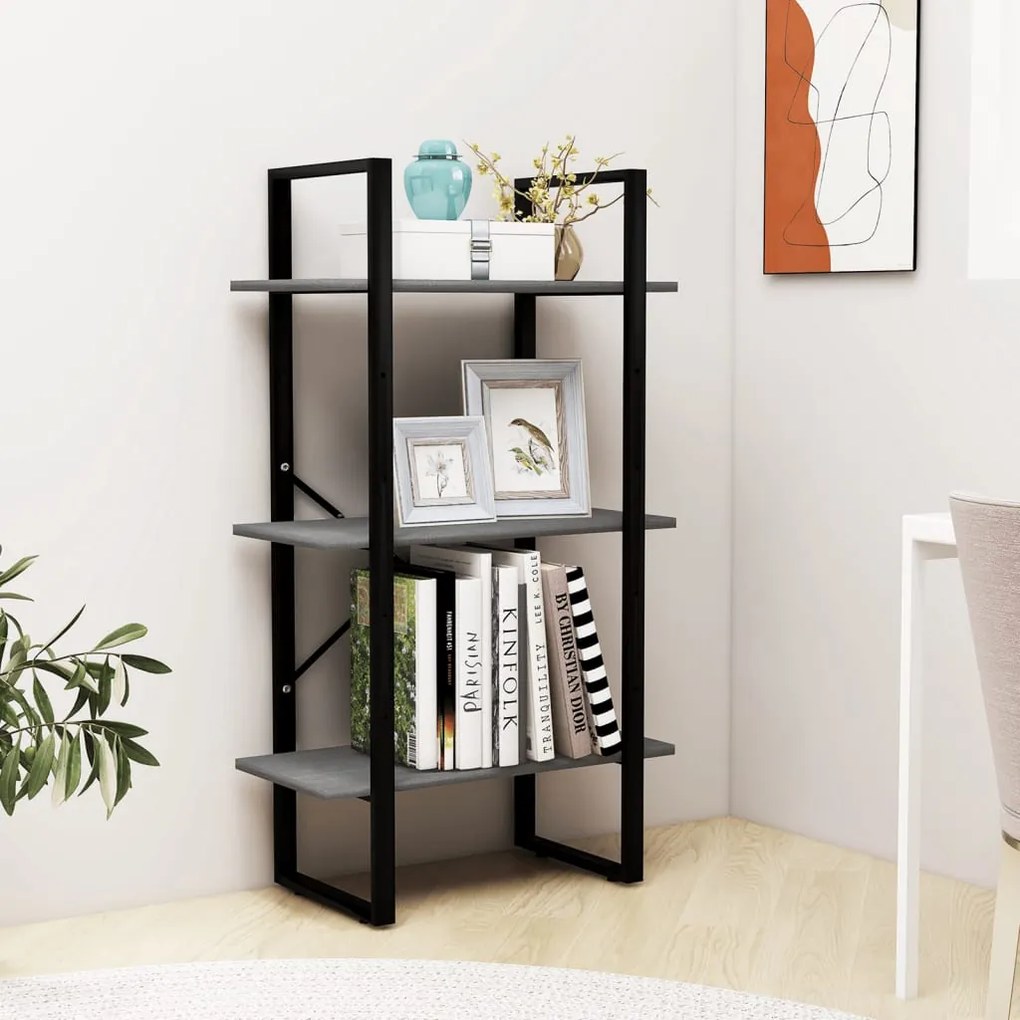 806514 vidaXL Raft de depozitare, gri, 60x30x105 cm, lemn masiv de pin
