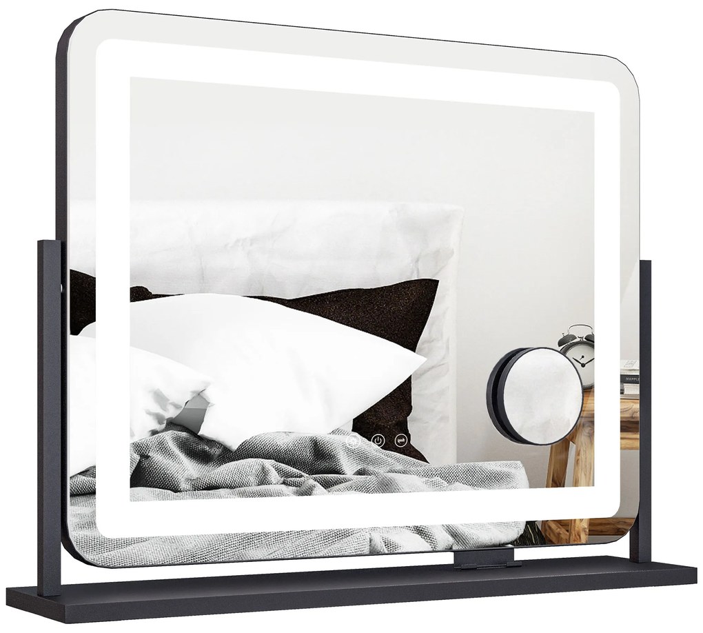 HOMCOM Muior Lumina LED intensitate 3 moduri de iluminare, marire 10X, port de incarcare USB, atingere tactila 62,5 x 52 cm | Aosom Romania