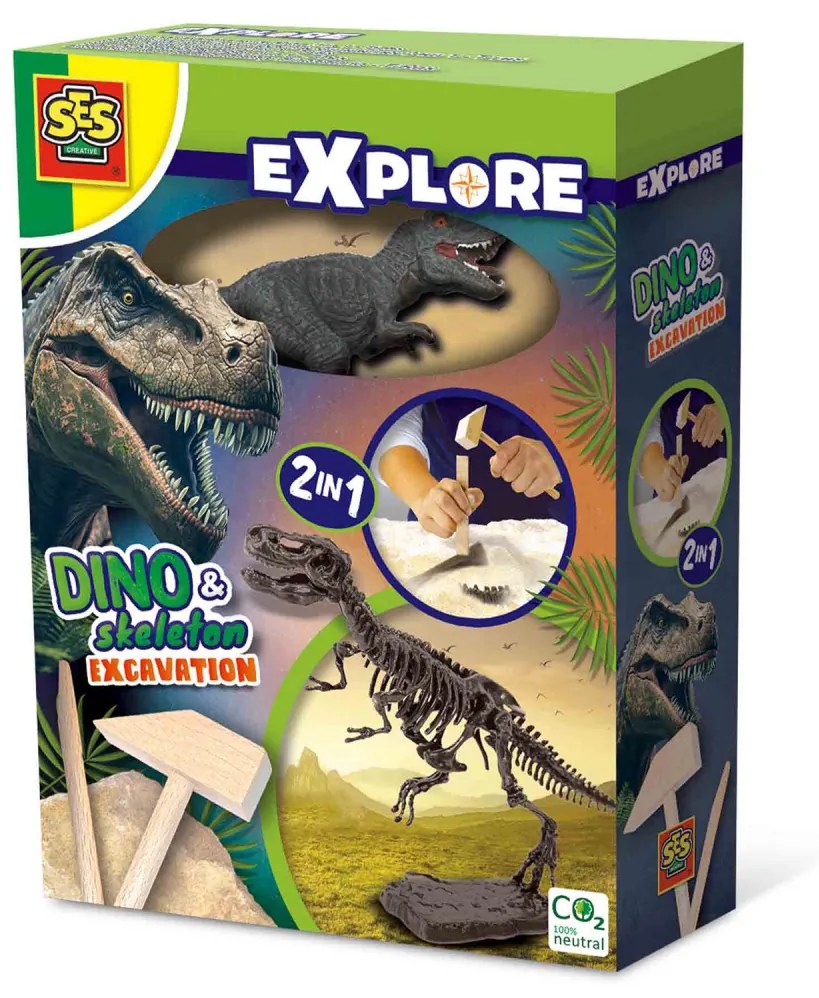 Set creativ Dino si excavarea scheletului 2 in 1 - T-rex