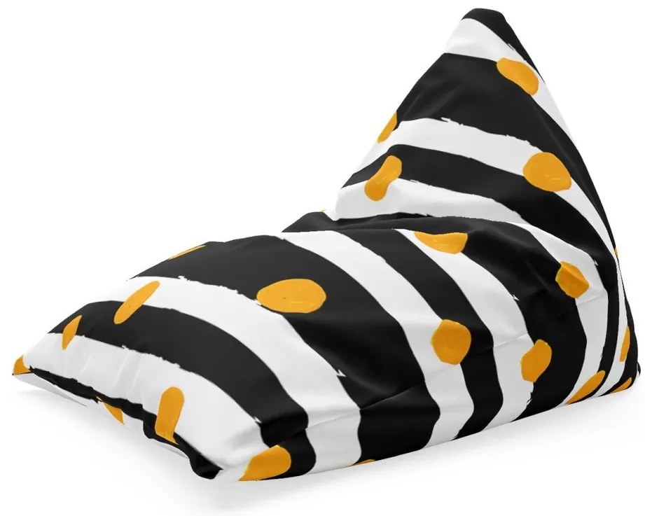 Sac de șezut Triangl dungi și buline, negru / alb