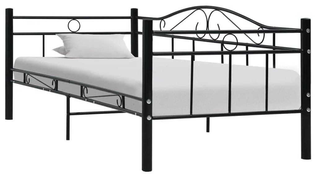 vidaXL Cadru pat de zi, negru, 90x200 cm, metal