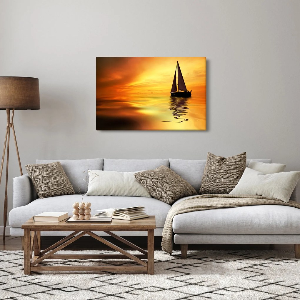 Tablou - Sailboat la apus de soare (90x60 cm)