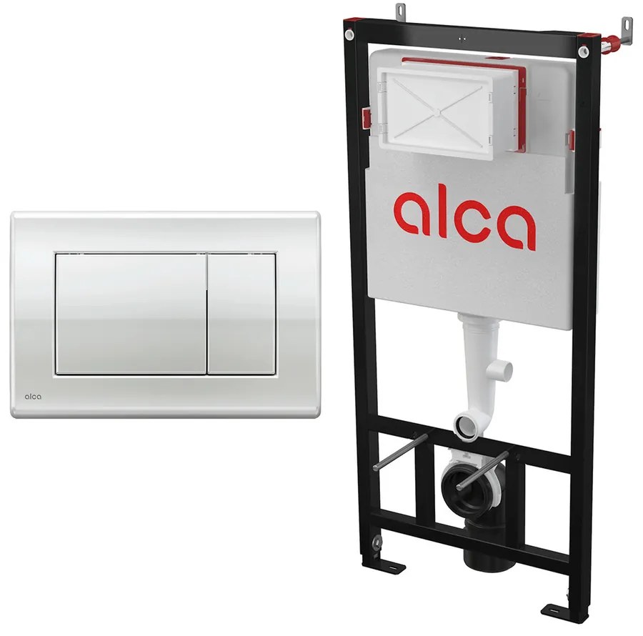 Set rezervor WC cu cadru incastrat Alca AM101/1120 si clapeta de actionare Basic M271 crom lucios