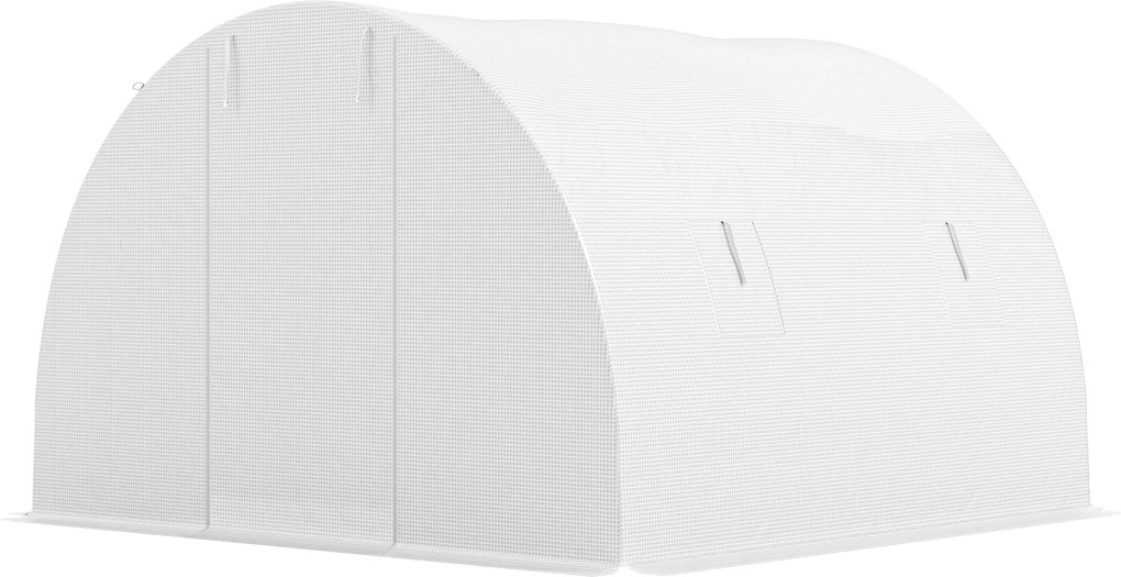 Outsunny Seră de grădină tunel 9 m² 4 ferestre, ușă rulou cu fermoar cadru oțel galvanizat, prelată PE 3 x 3 x 2 m alb | Aosom Romania