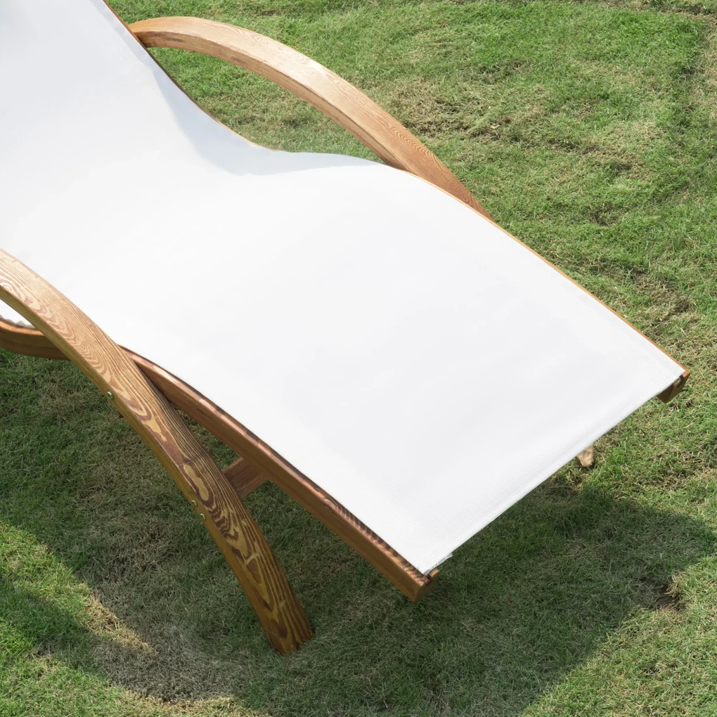 Sezlong Scaun Relax Outsunny, Lemn 165x72x70cm | Aosom RO