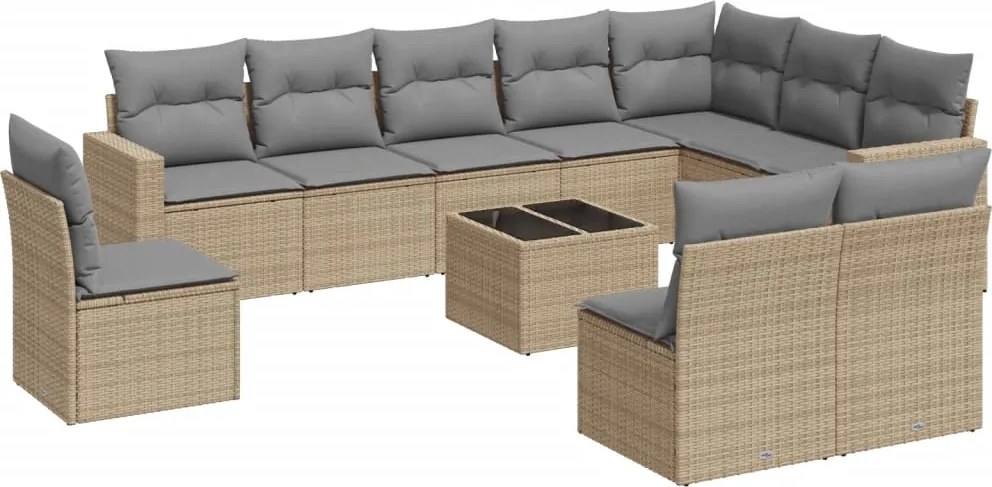 vidaXL Set canapele de grădină cu perne, 11 piese, bej, poliratan