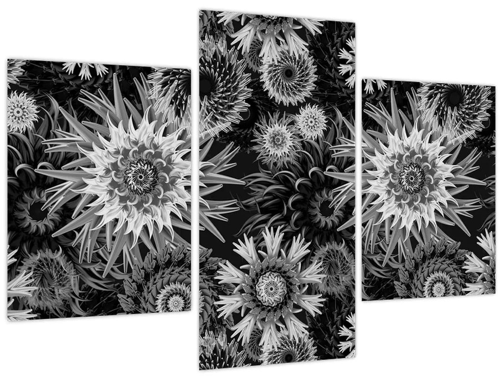 Tablou - Ciulini negri și albi (90x60 cm)