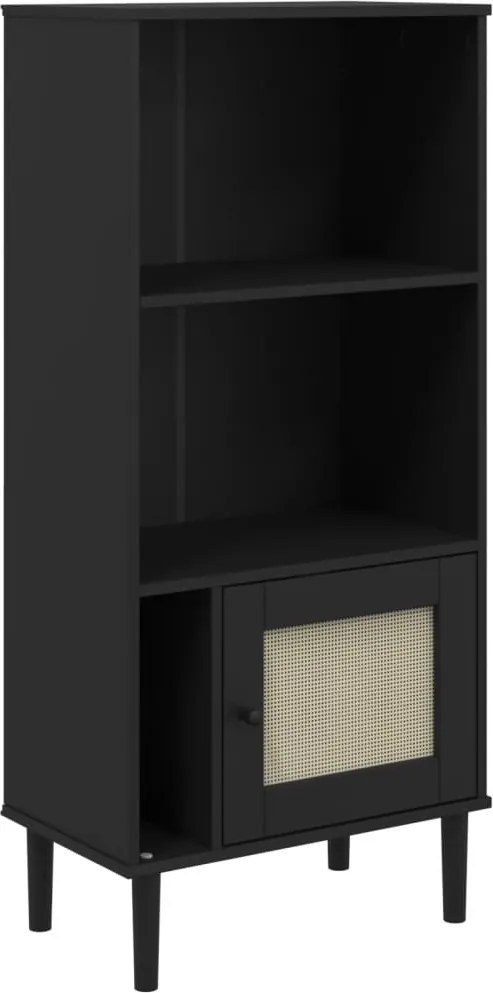 vidaXL Bibliotecă SENJA aspect ratan negru 60x35x130 cm lemn masiv pin