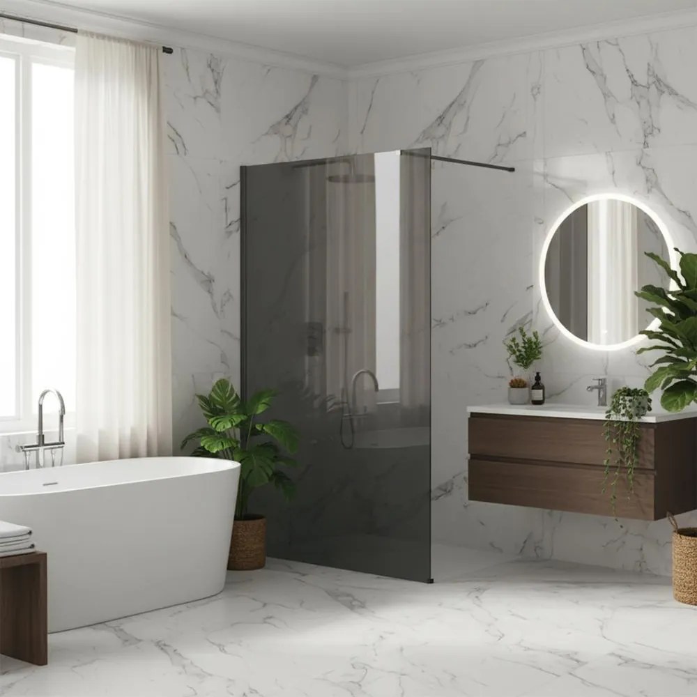 Paravan de dus fumuriu Rea Flexi Grey 120 cm Titan