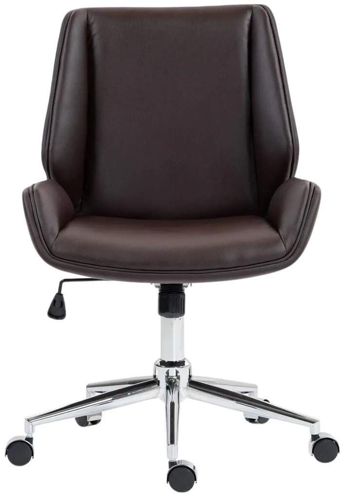 RESIGIALT- Scaun directorial, inaltime reglabila, brate fixe, piele ecologica, baza metalica, Maro
