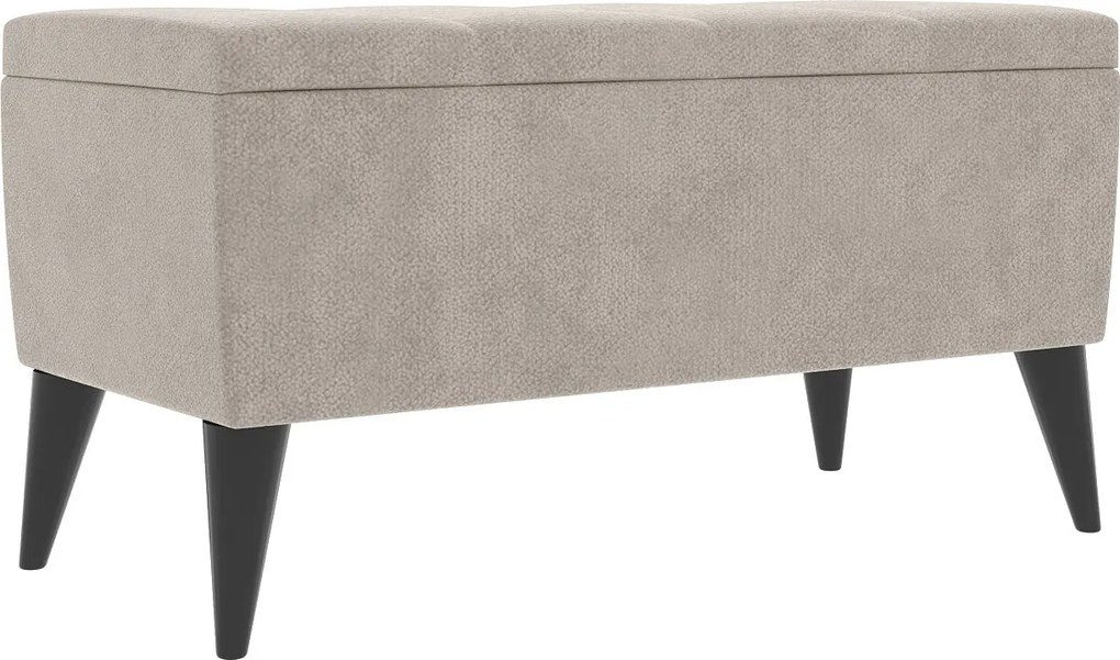 Bancheta Tapitata Mera, cu spatiu depozitare, Gri, Stofa, 80 x 37 x 42 cm
