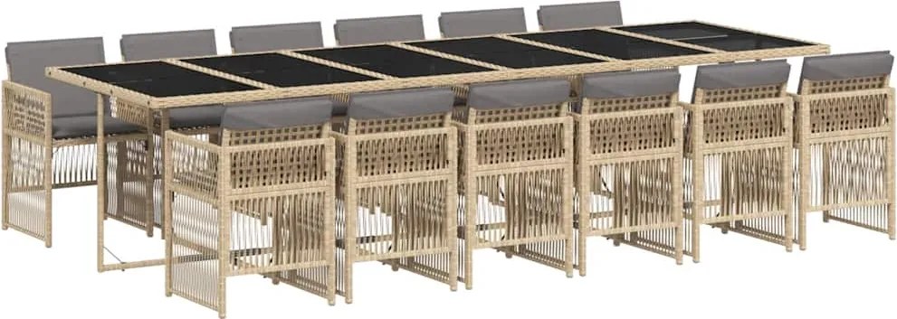 vidaXL Set mobilier grădină cu perne, 13 piese, bej combinat poliratan