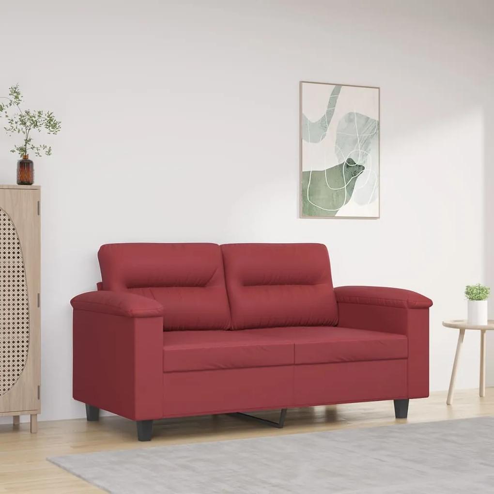 Canapea cu 2 locuri, rosu vin, 120 cm, material textil