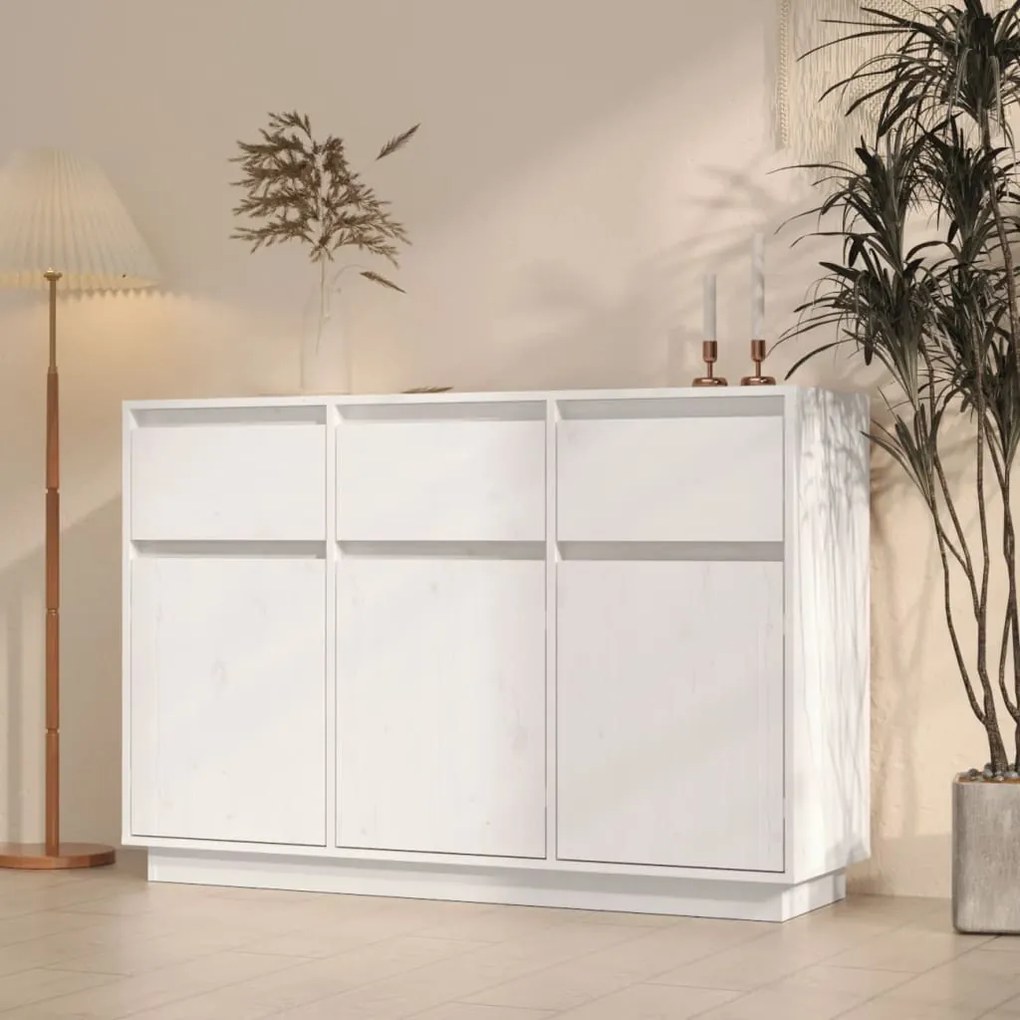 Servanta, alb, 110x34x75 cm, lemn masiv de pin 1, Alb