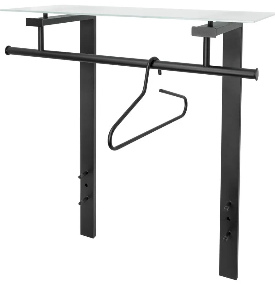 Cuier de perete negru cu raft din metal 80 cm Dutch – Spinder Design