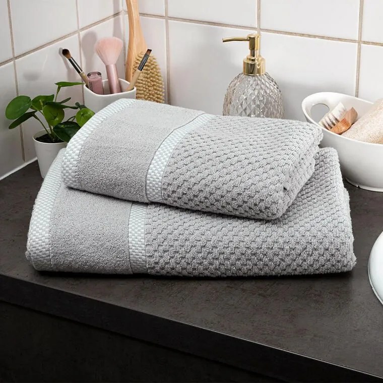 decoDoma Set de prosoape şi prosoape de baie din frotir MODENA gri, 6 buc